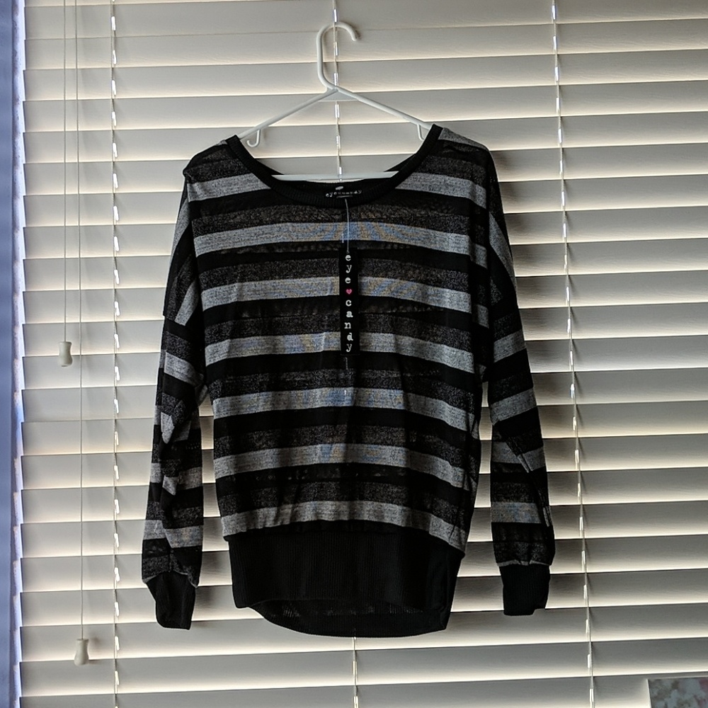 NWT Eye Candy Black Striped Sweater